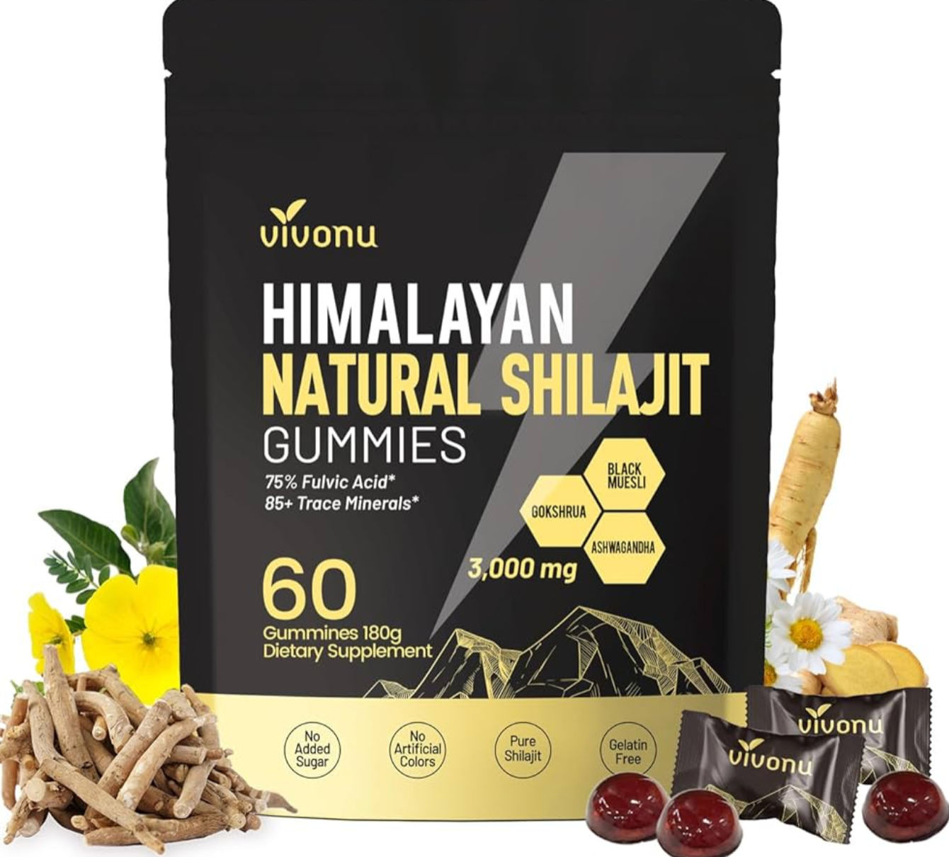 Testopur™ Shilajit Gold Gummies 60 Capsules